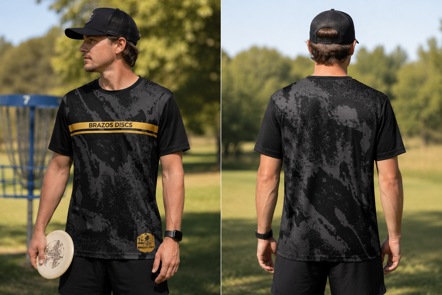 Jersey- Brazos Discs Short Sleeve Black and Gold