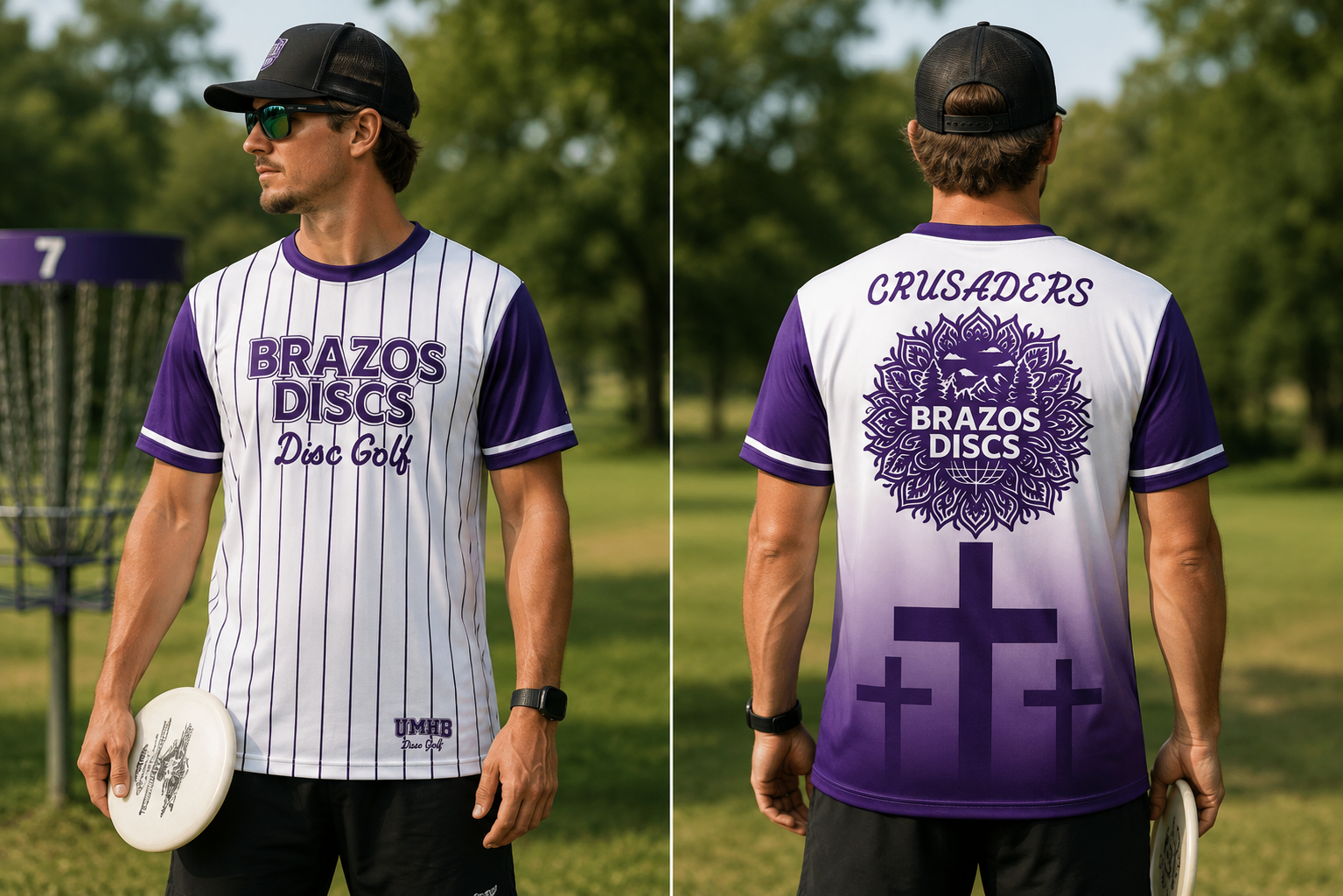 Jersey- Brazos Discs Short Sleeve Purple Pinstripe